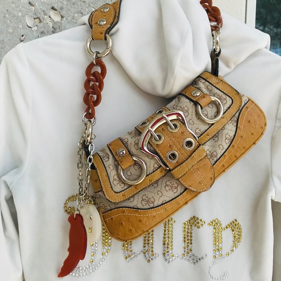 Guess Handbags - +1000 AURA 🔥Y2K GUESS MONOGRAM BAGUETTE & CHUNKY CHARMS